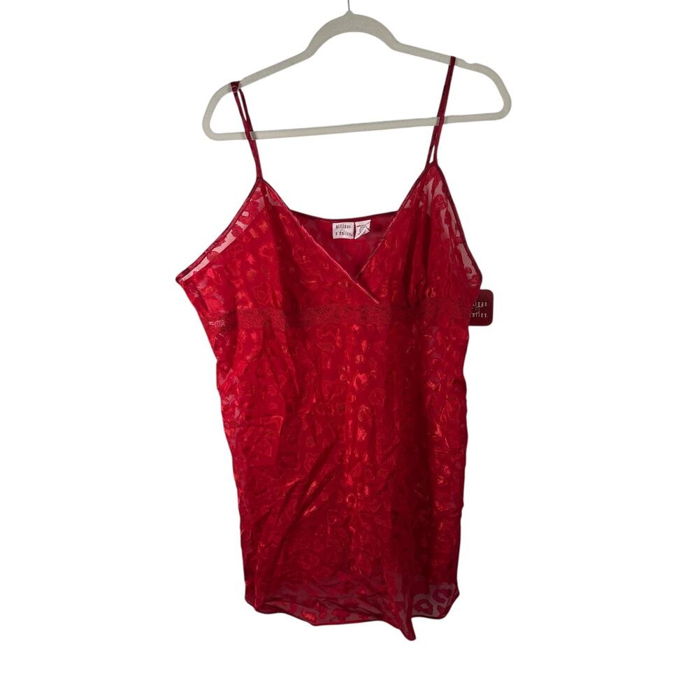 Gilligan O'Malley Red Leopard Lace Sheer Babydoll Tank Top Y2K Womens‎ XXXL